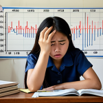 A Thai student, looking stressed and confused, sits at a desk with textbooks and notes. A translucent, downward-sloping "Forgetting Curve" graph is visibly overlayed, showing information fading away from their mind, symbolizing the quick loss of newly learned material. The scene evokes the common frustration of forgetting.