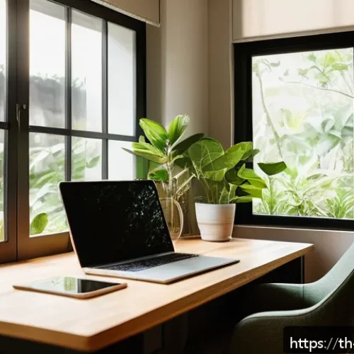 Home 31 간격 반복 학습의 커뮤니케이션 전략 - A cozy, well-lit study corner in a modern Thai home during early morning, featuring a young adult si...